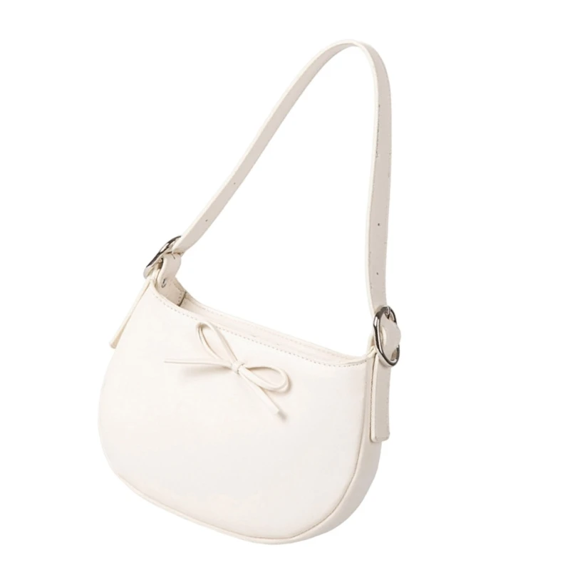 

E8FB Trendy Evening Bag with Bows Decoration and Spacious Interior PU Leather Shoulder Bags for Work and Casual Travel Use