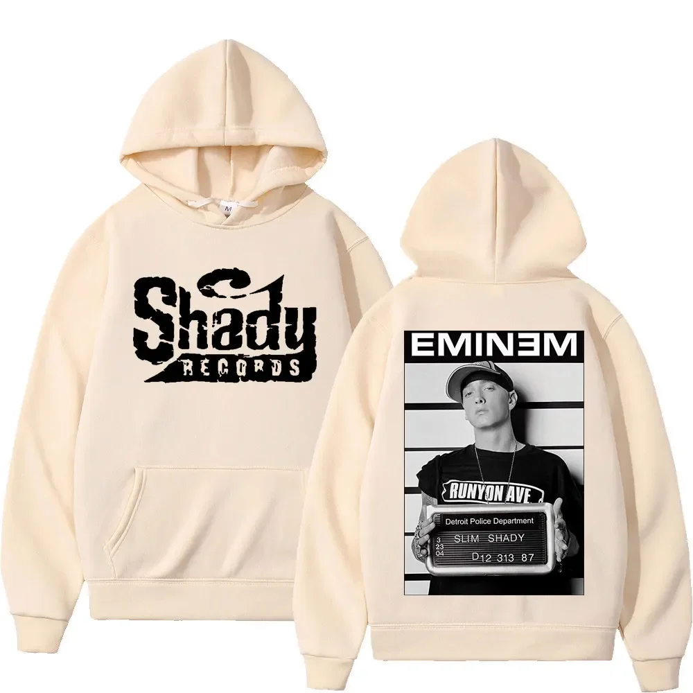 Rapper Eminem Double Sided Print Hoodie Men Women Hip Hop Vintage Oversized Hoodies Trend Fashion Hooded Sweatshirts Streetwear