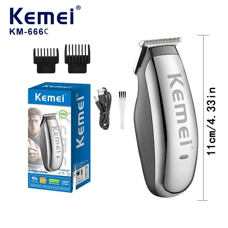 Kemei Mini tondeuse à cheveux électrique hommes tondeuses à cheveux/barbe Portable voyage coupe de cheveux Machine Rechargeable sculpture tondeuse KM-666C