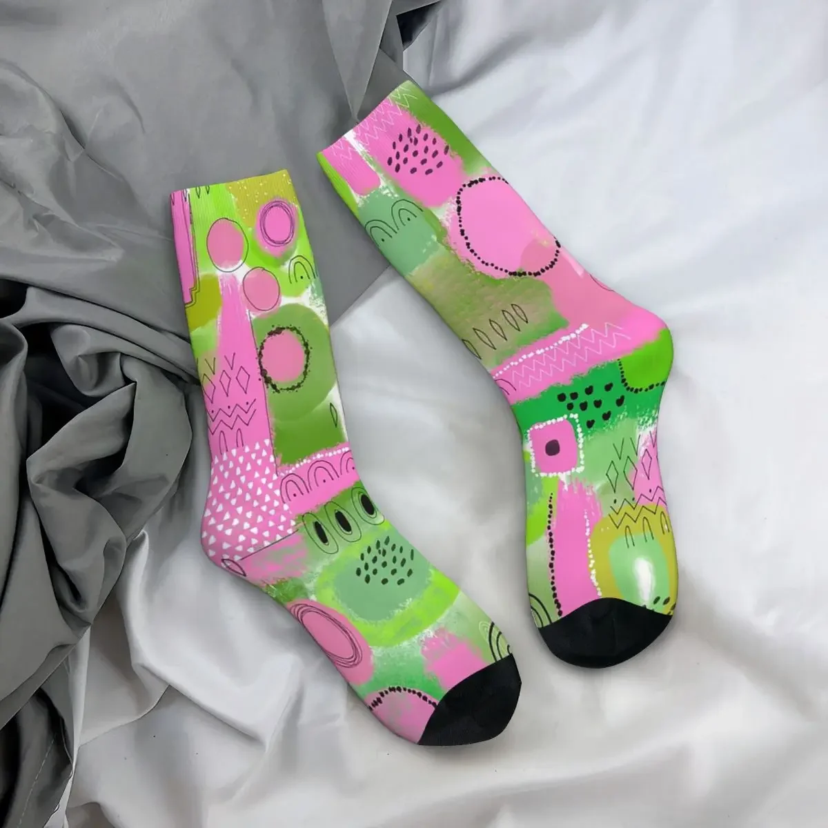 Calcetines de laberinto rosa y verde Harajuku, medias absorbentes de sudor, medias largas para todas las estaciones, accesorios para regalos Unisex