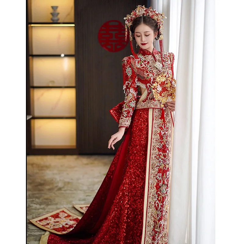 Xiuhe Bridal New Show Kimono Heavy Industry Chinese Toast Wedding Dress Women