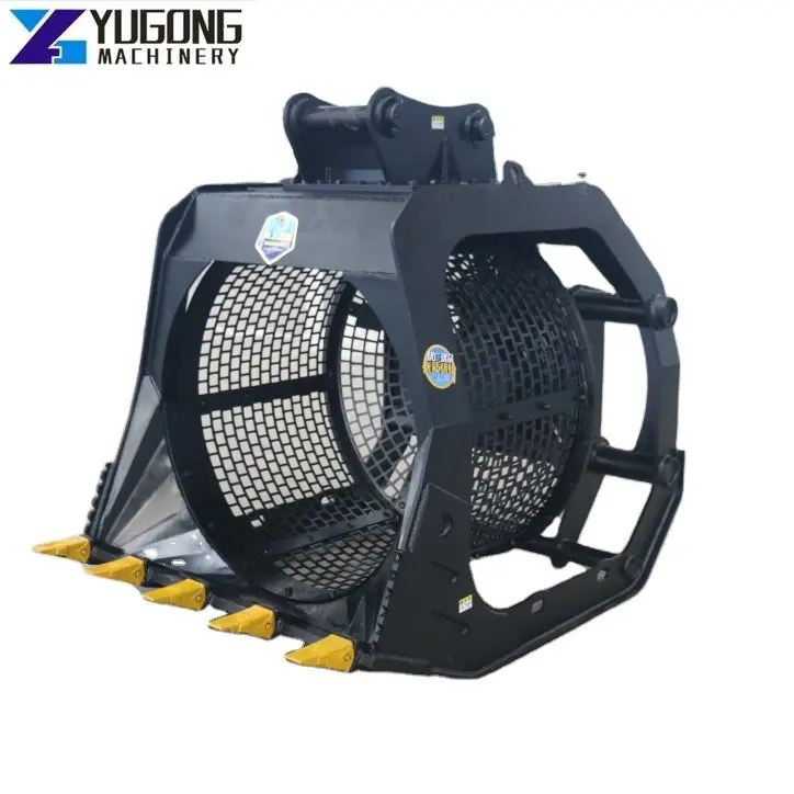 YG Hydraulic Rotary Screening Bucket Sand Washing Bucket Pebble Cleaning River Silt Rotary Screen Bucket Excavator Attachment