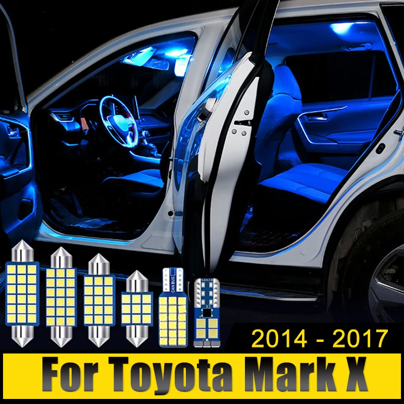 

For Toyota Mark X 130 2014 2015 2016 2017 6PCS LED Car Interior Dome Reading Lights Vanity Mirror Lamps Trunk Bulb Accessories