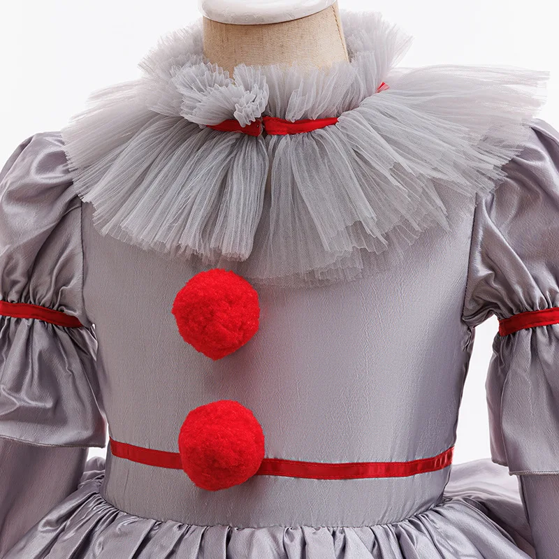 

Children Halloween Costumes Kids Scary Joker Cosplay Dress With Gloves Balloons Christmas Party Girl Princess Dress