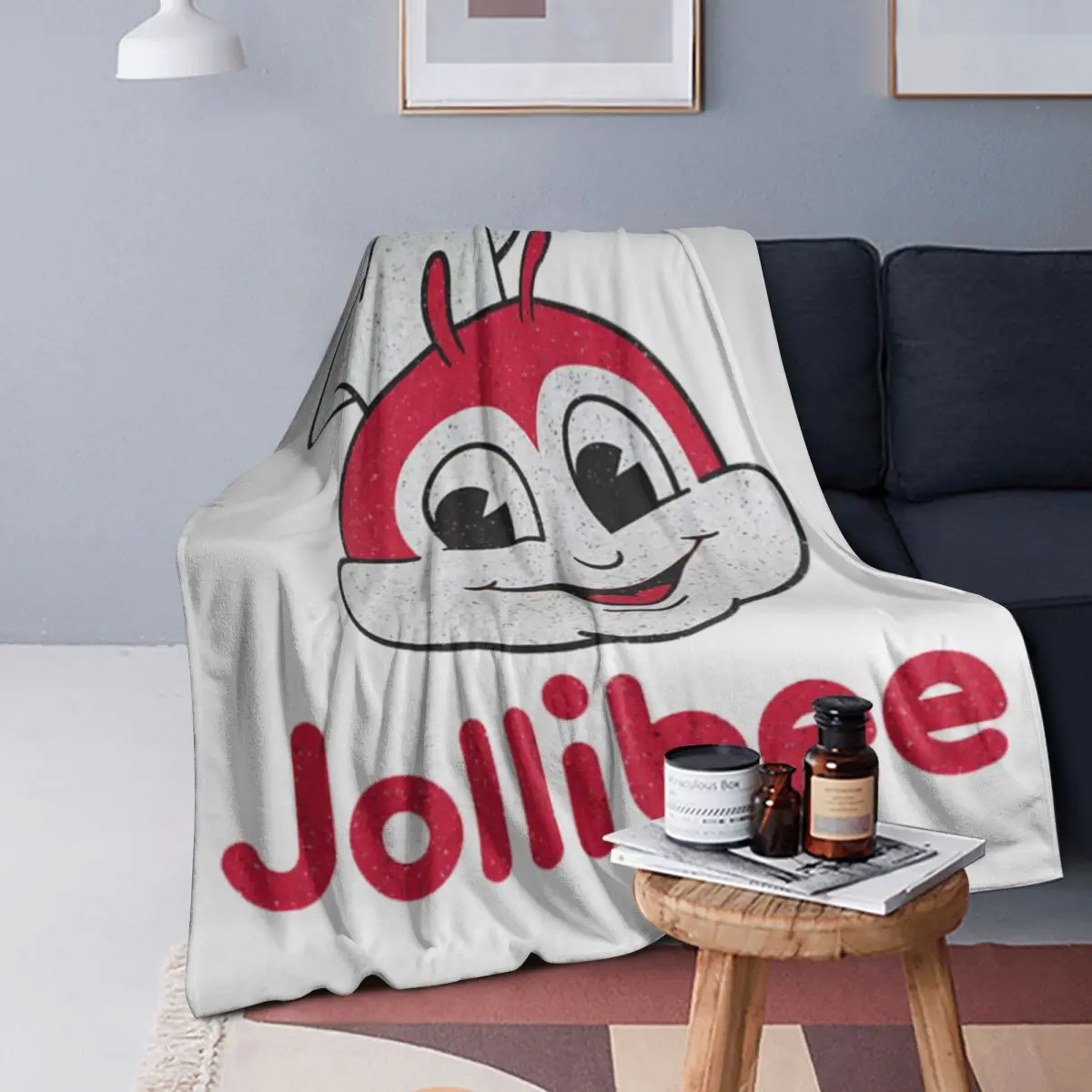 

Jollibee Burger Restaurant Mascot Blankets Soft Warm Flannel Throw Blanket Plush for Bed Living room Picnic Travel Home Couch