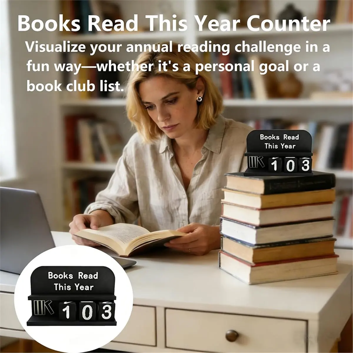 【AT48】 NEW 3D Printed Book Counter for Tracking Reading Goals, Holds Up to 999 Books, Ideal for Book Lovers