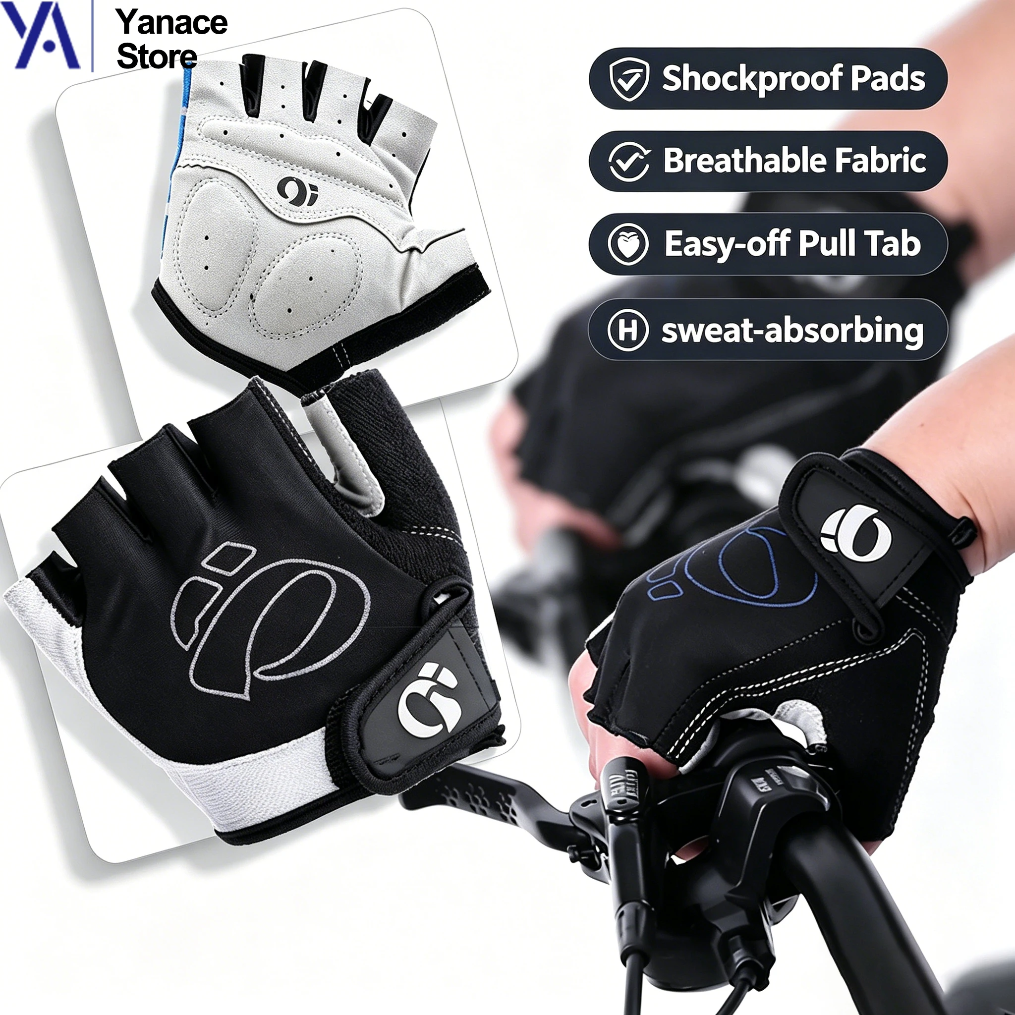Cycling Glove Padded - Breathable Half Finger Bicycle Gloves Anti-Slip