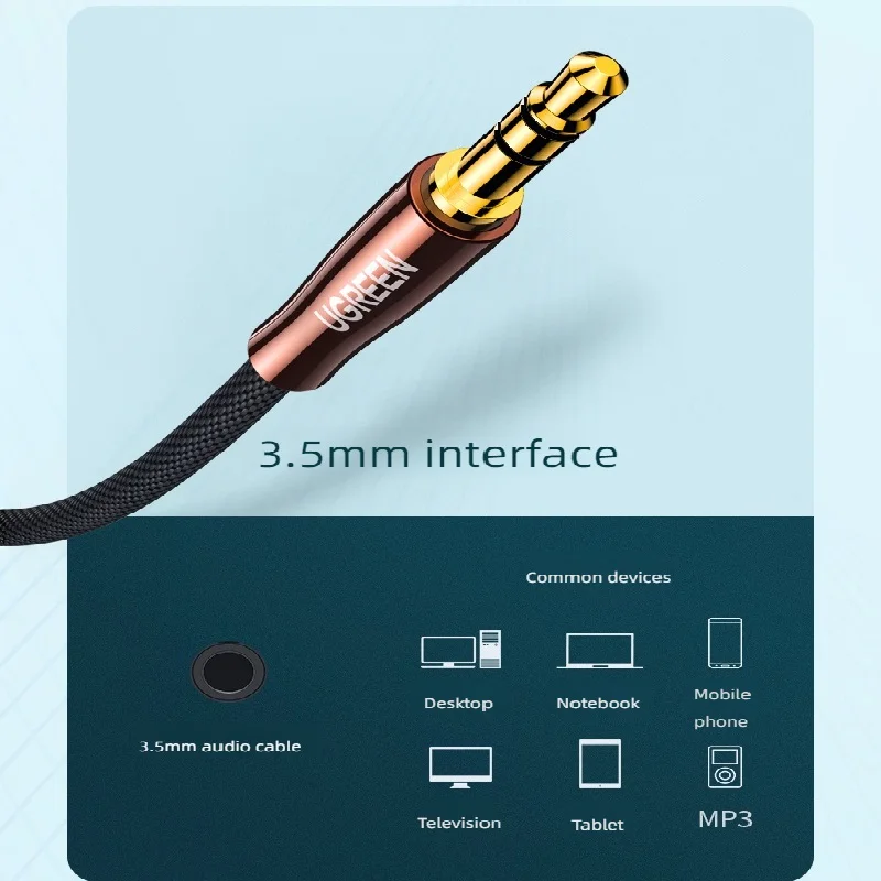 Ugreen RCA Cable 2RCA to 3.5MM AUX Audio Line Jack for Home Theater Stereo Audio Cable Braided