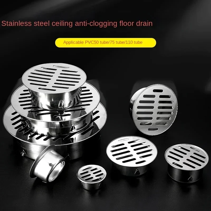 

Stainless Steel Bathroom Drain Cover Hair Catcher Balcony Drainage Stopper Plug Garden Outdoor Roof Anti-blocking Floor Strainer