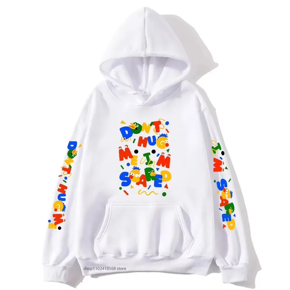 2025 الكرتون الجرافيك لا تعانقني ايم خائفة هوديس الرجال بلوزات للجنسين سوداديراس للنساء الملابس Harajuku أعلى Y2k