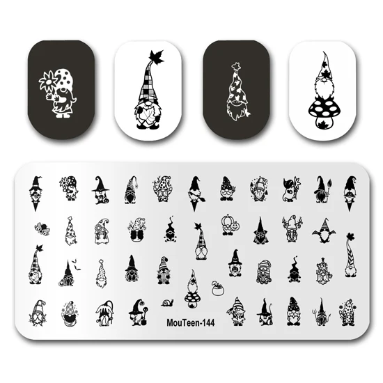 Nail Stamping MouTeen135 Cartoon Gnome Christmas Art Nail Plates Stamp King Manicure Set For Nail Art Stamping