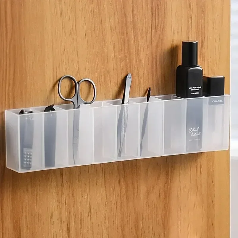 الحائط 3 شبكات المنظم مرآة خزانة ذاتية اللصق الأشياء الصغيرة صندوق تخزين قلم الحواجب أحمر الشفاه الشفاه الصقيل المنظم