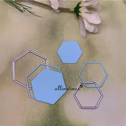 2Pcs Hexagonal frame Metal Cutting Dies Stencils Die Cut for DIY Scrapbooking Album Paper Card Embossing