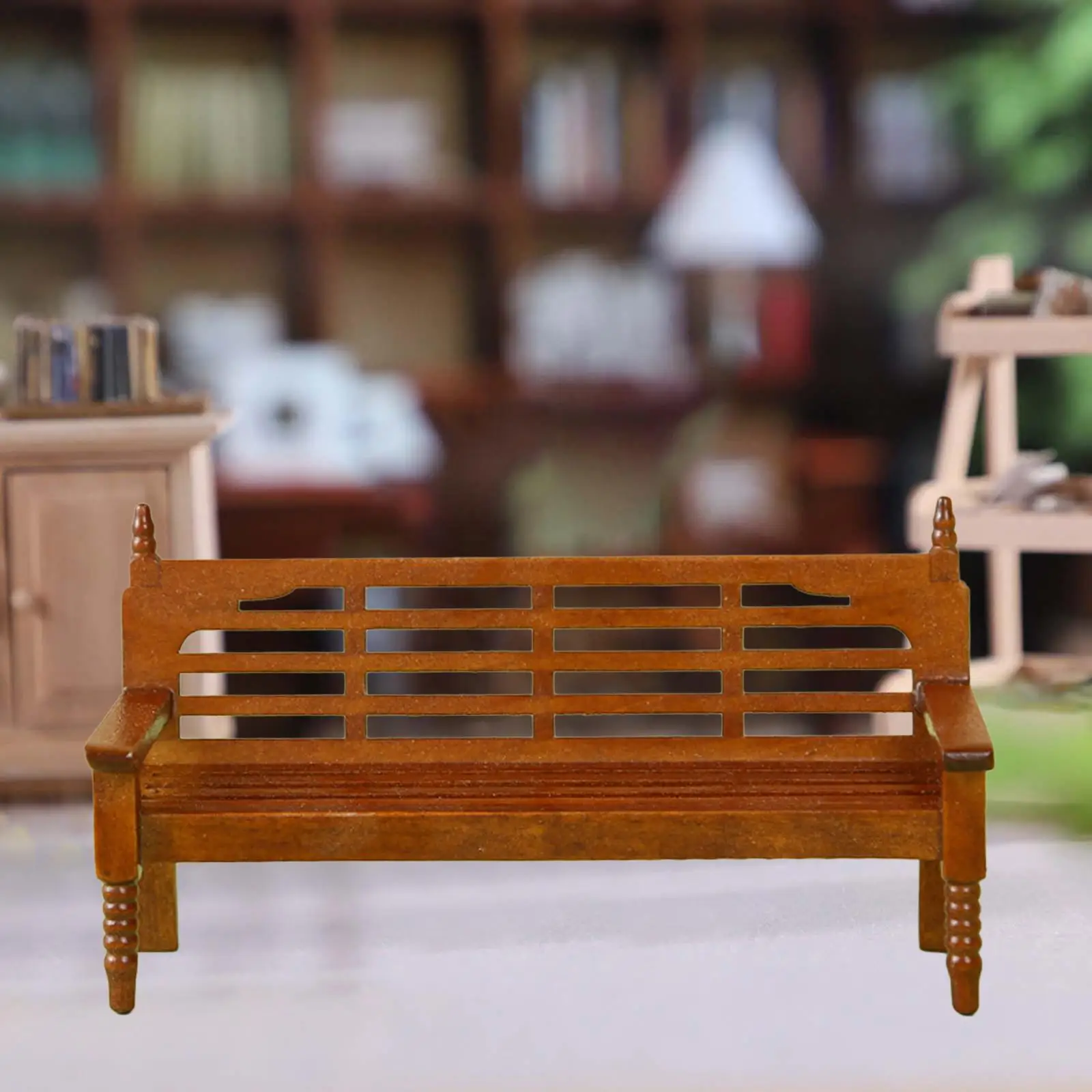 1/12 Dollhouse Backrest Bench Miniature Patio Porch Chair DIY Fitments Miniature Furniture Room for Window Display Gift Decor