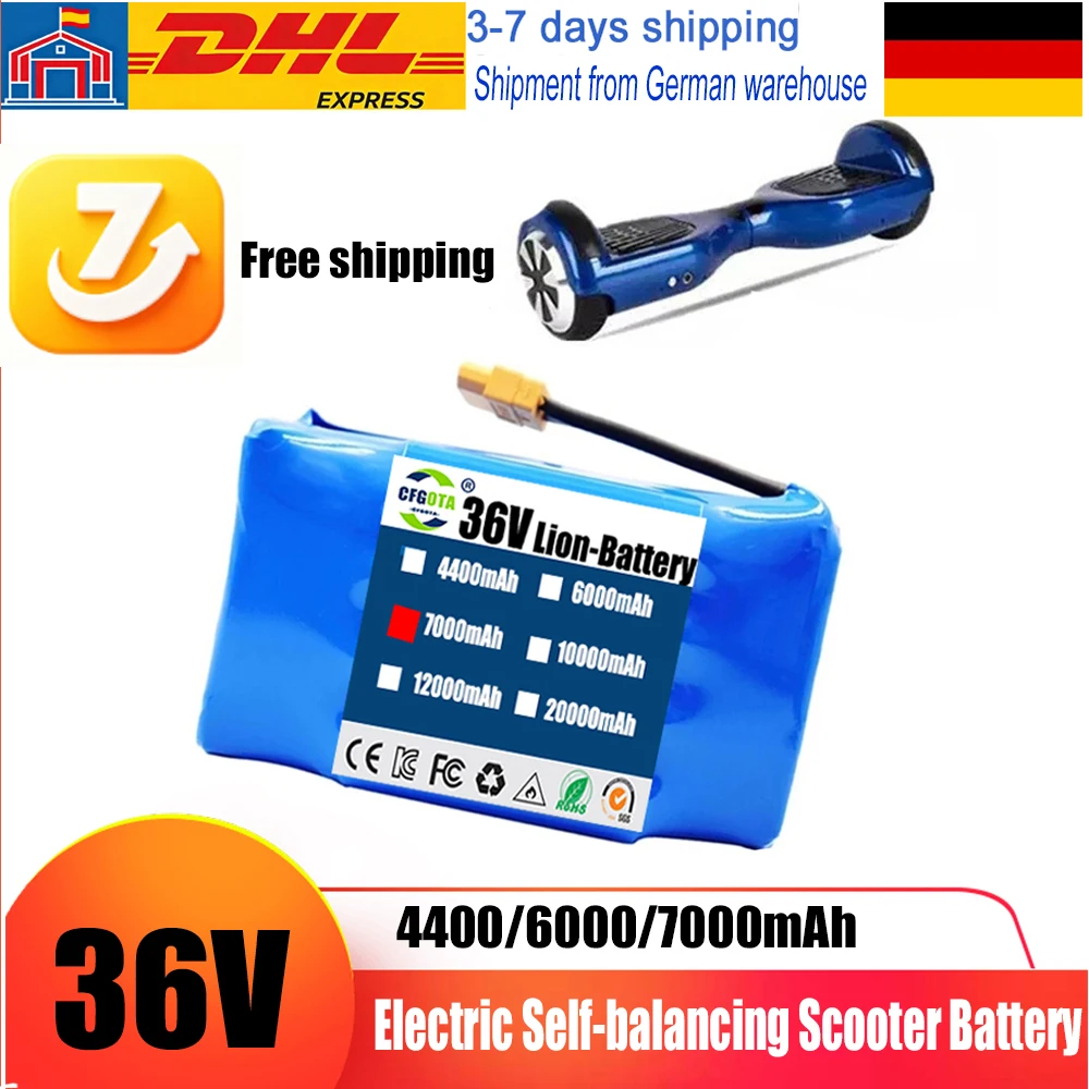 Der originale 36V 7000mAh 10s2P-Akku ist der Lithium-Ionen-Akku des selbstbalancierenden Einrad-Rollers mit Aufhängungsplatte.