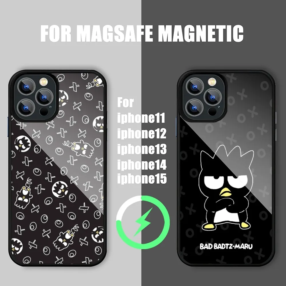 Mini Sanrio BADTZ-MARU Phone Case, Capa Magnética, Carga Sem Fio, Miniso, iPhone 15, 14, 11, 12, 13 Pro Max, Plus