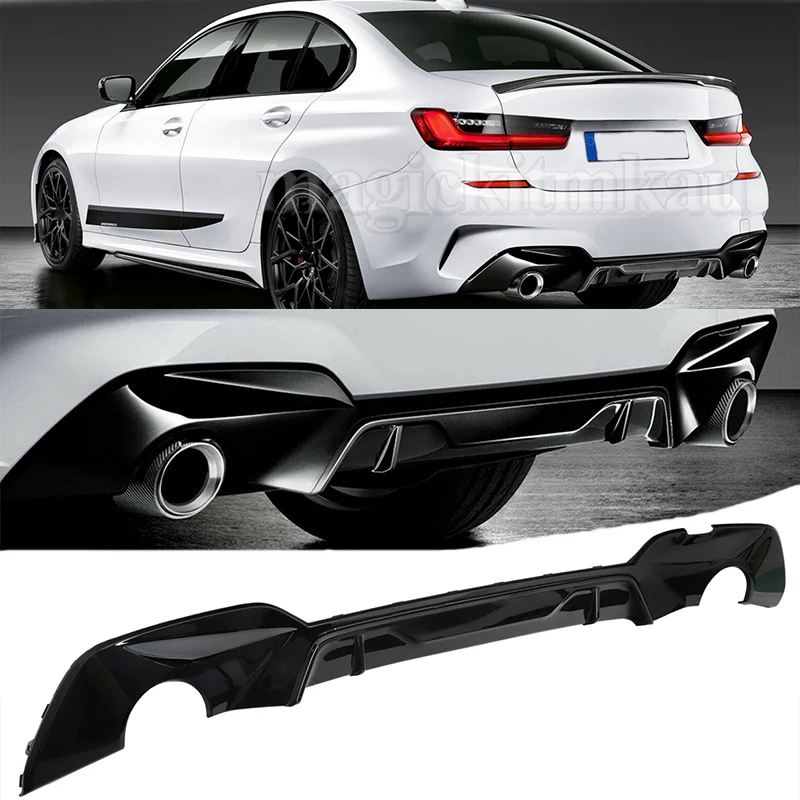 Image of Heckstoßstange für BMW G20 2019 2020 2021 M Sport Limousine 4-Türer M Performance Hecklippe Diffusor Carbonfaser Farbe Glanzschwarz