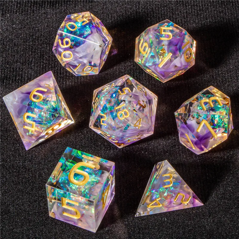 

KERWELLSI DND Resin Sharp Edge Dice Set, Polyhedral D&D Dice Set for Dungeon and Dragon Dice, RPG Role Playing Game D and D Dice