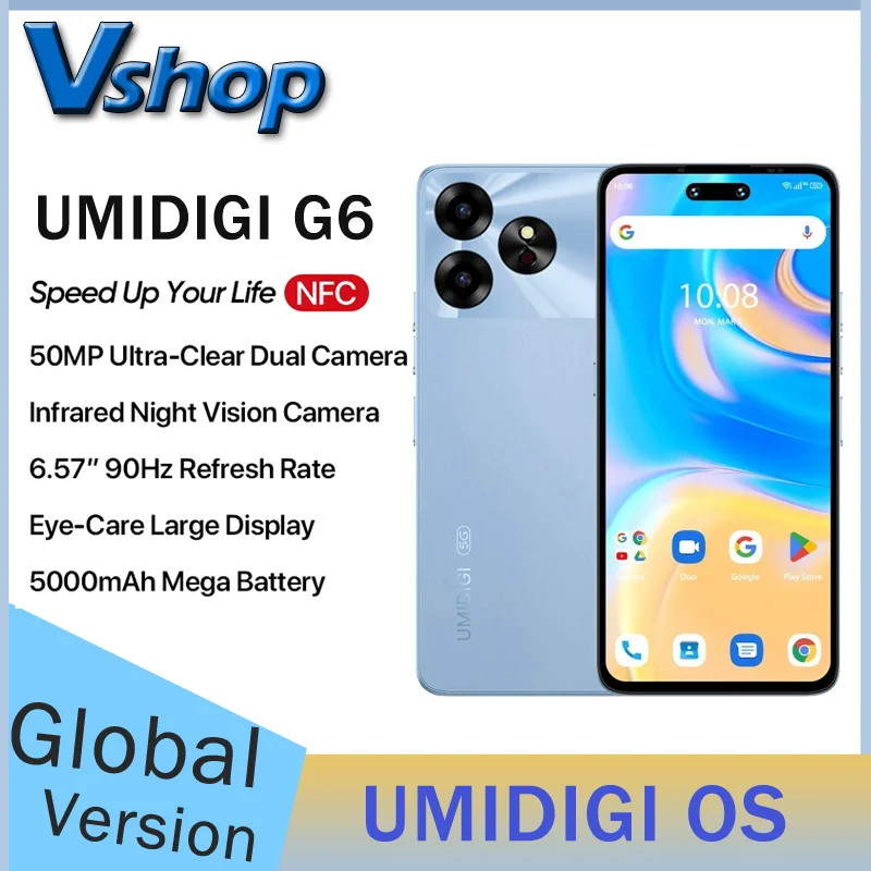 UMIDIGI G6 5G martphone 6GB+128GB Android 13 6.6 inch  Dimensity 6100+ 5000mAh Battery 50MP Dual Camera NFC Cell phone