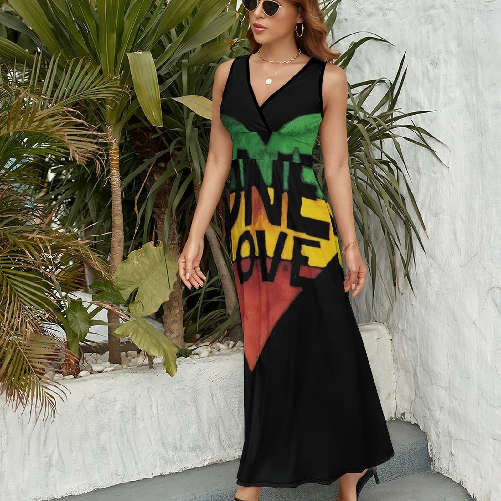 One Love Music Rasta Reggae Heart Peace Roots Sleeveless Dress dresses for official occasions dress dresses women clothes