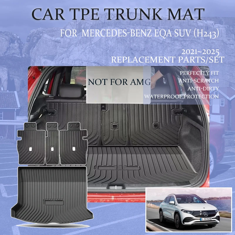 

TPE Car Trunk Mats For Mercedes-Benz EQA SUV H243 2021~2025 Waterproof Boot Covers Carpets Car Storage Pads Mud Auto Accessories