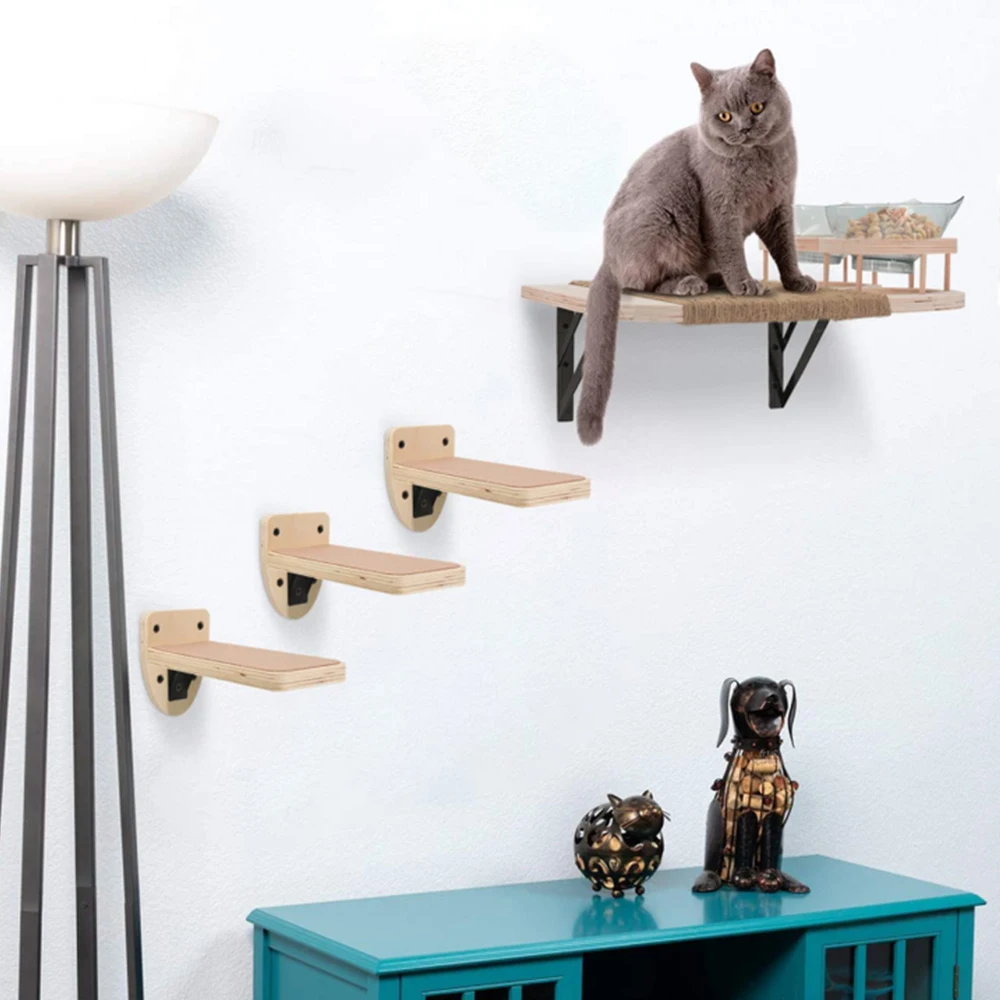 Hamaca de estante de combinación múltiple montada en la pared para gatos, poste de agarre de Sisal, escalera y Pedal, plataforma de salto, casa para