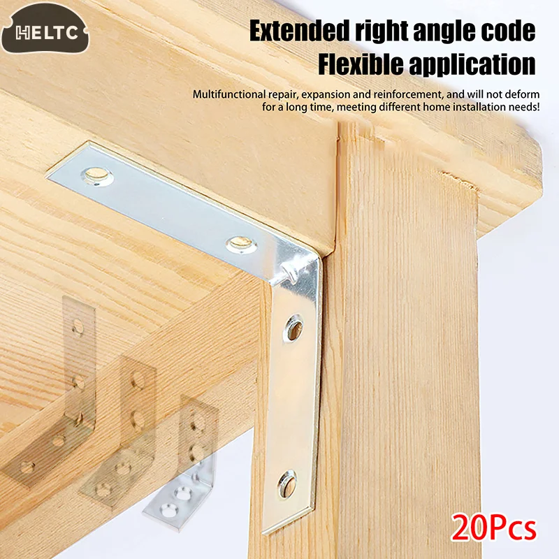 20 pçs em forma de l suportes de canto de metal chaves de canto gaveta prateleira suporte de parede fixação ângulo direito cantos cinta móveis ferragem