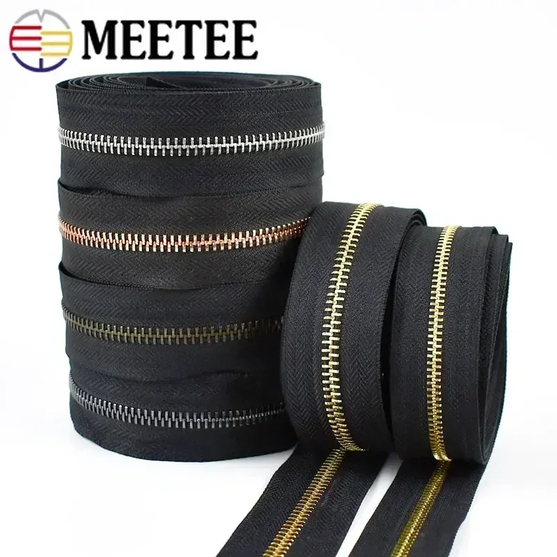 1-5Y Meetee 3# 5# Sewing Metal Zipper for Clothes Decorative Zippers Bag Roll Zips Tapes Closure Zip Repair Kits DIY Accessories