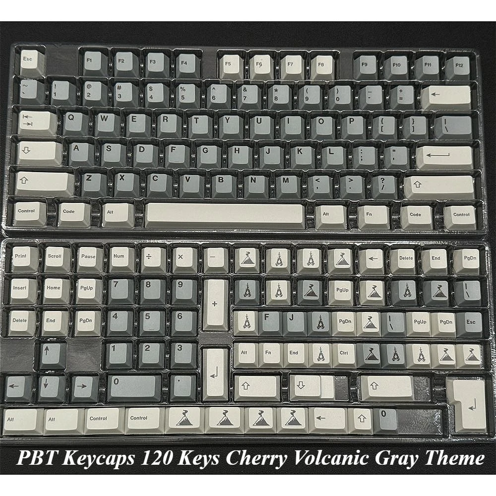 

PBT Keycaps 120 Keys, Cherry, Volcano Theme, Personalized Keycaps for Cherry MX 104/87/61 Mechanical Keyboard