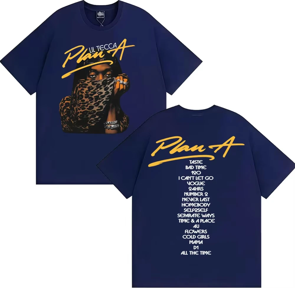 メンズファッション トレンディ クール Tシャツ カジュアル 快適 Tシャツ トップ ラップシンガー リル・テッカ プランA アルバムツアー パターン Tシャツ Y2k トップ