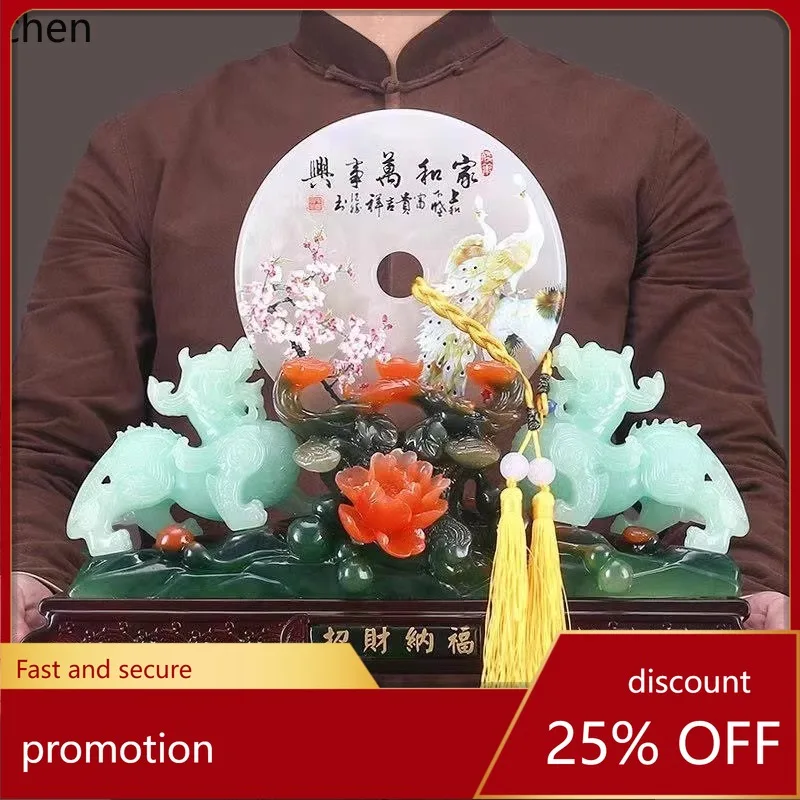 CZ Pixiu Ornament Jade Peace Buckle Entrance Hallway Living Room Wine Cabinet Decoration Housewarming Gift