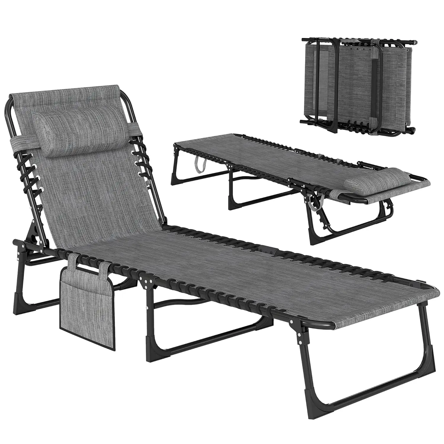 

Folding Chaise Lounge Chair, Patio Sun Tanning Chair, Outdoor Chaise Lounger with 5-Position Reclining Back,, Customized