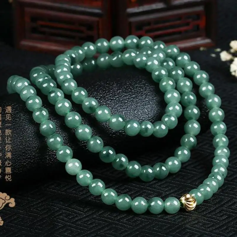 Myanmar Grade A Jadeite Jade Bracelet Mala Beads 108 Necklace Men Women Healing Gemstone Fine Jewelry Burma Jade Bracelet Bangle