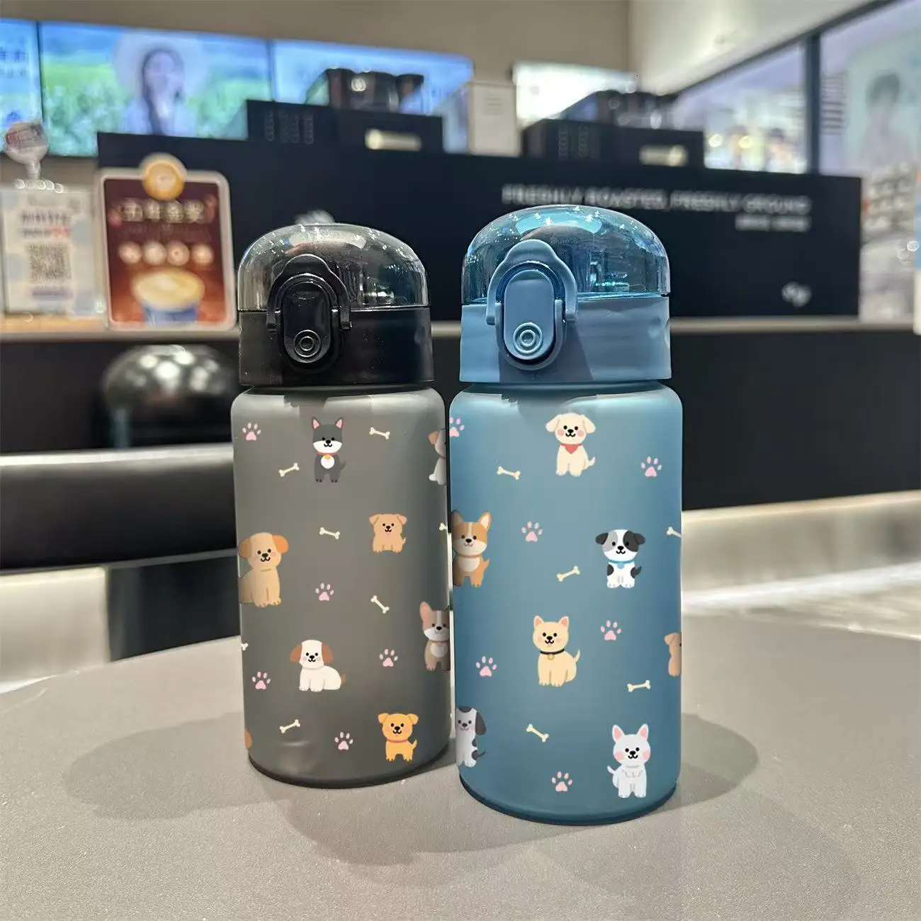 3D Printed 550Ml Student Sippy Cup Water Bottles Creative Cartoon Feeding Lids Spill Proof Portable Beverage Cups, PVC-Free
