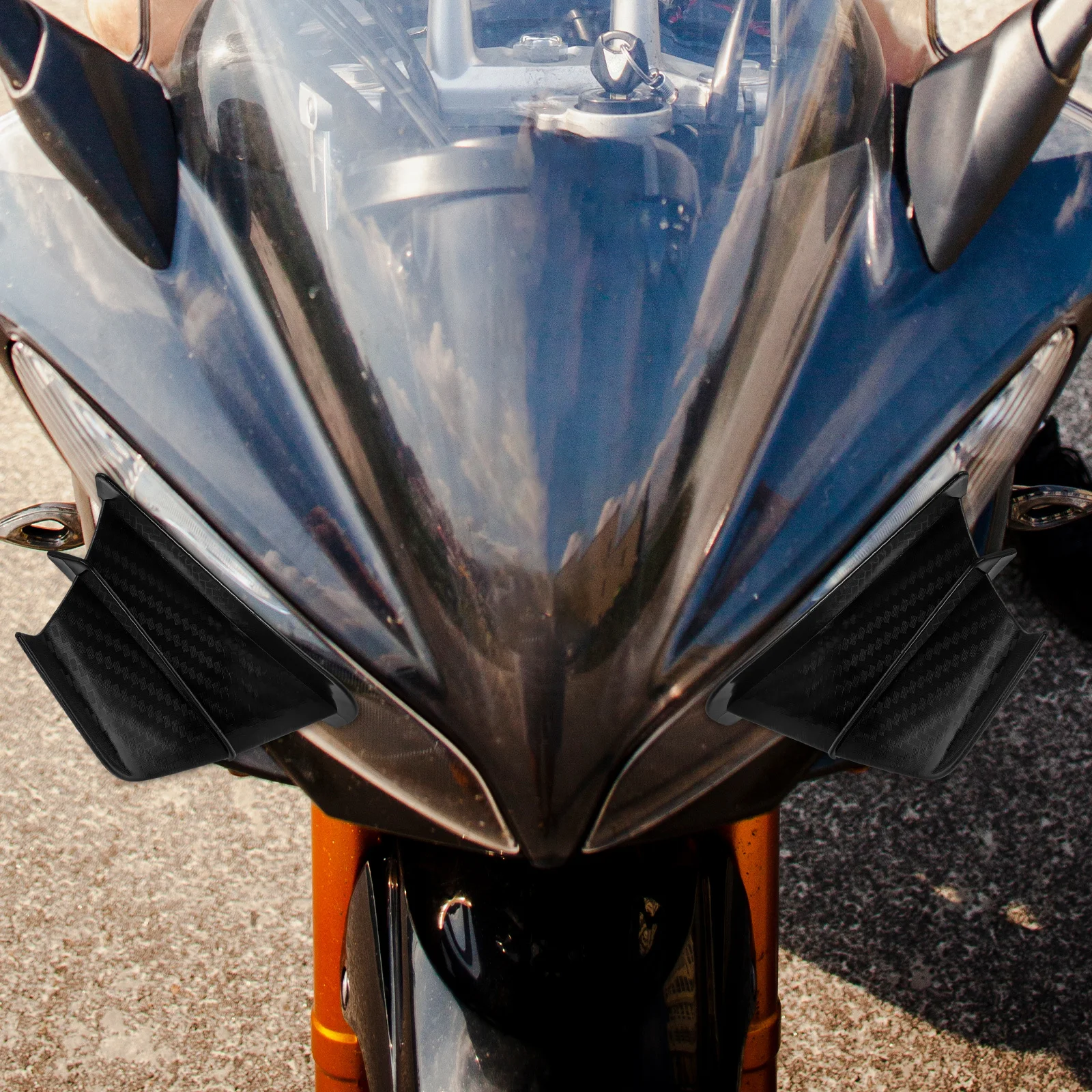 1 paio di alette laterali universali resistenti ai graffi in fibra di carbonio per motociclette elettriche