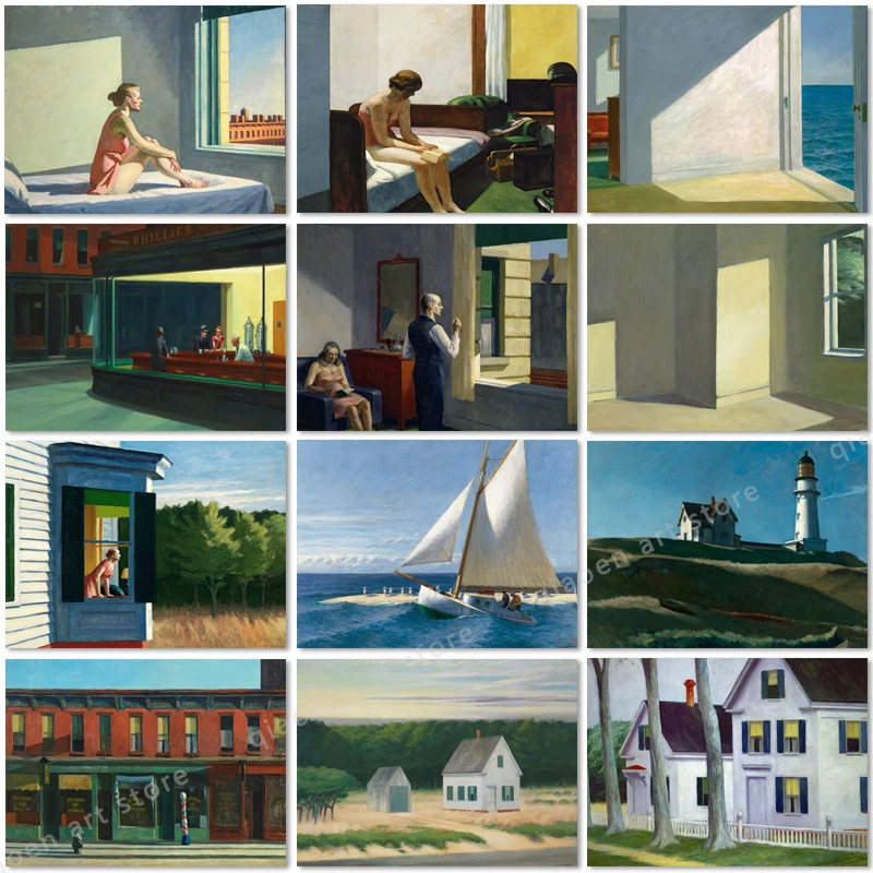 Edward Hopper Famous Abstract Canvas Painting Posters Prints Modern Wall Art Picture for Living Room Interior Home Decor Cuadros