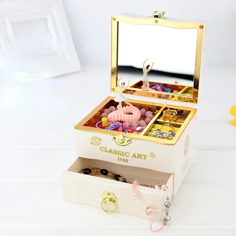 صندوق موسيقى الباليه الساحر للفتيات مع راقصة الباليه القفز بثمانية نغمات دوارة - صندوق مجوهرات مثالي هدية للفتيات والأطفال الصغار