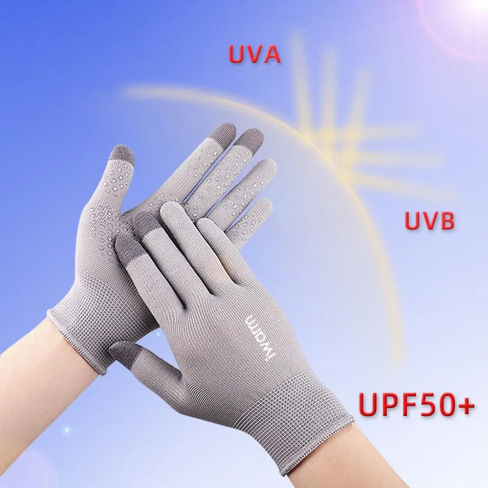 Sun Protection Anti-slip Anti UV Letter Touch Screen Five Fingers Women Sunscreen Gloves Men Gloves Climbing Korean Mittens