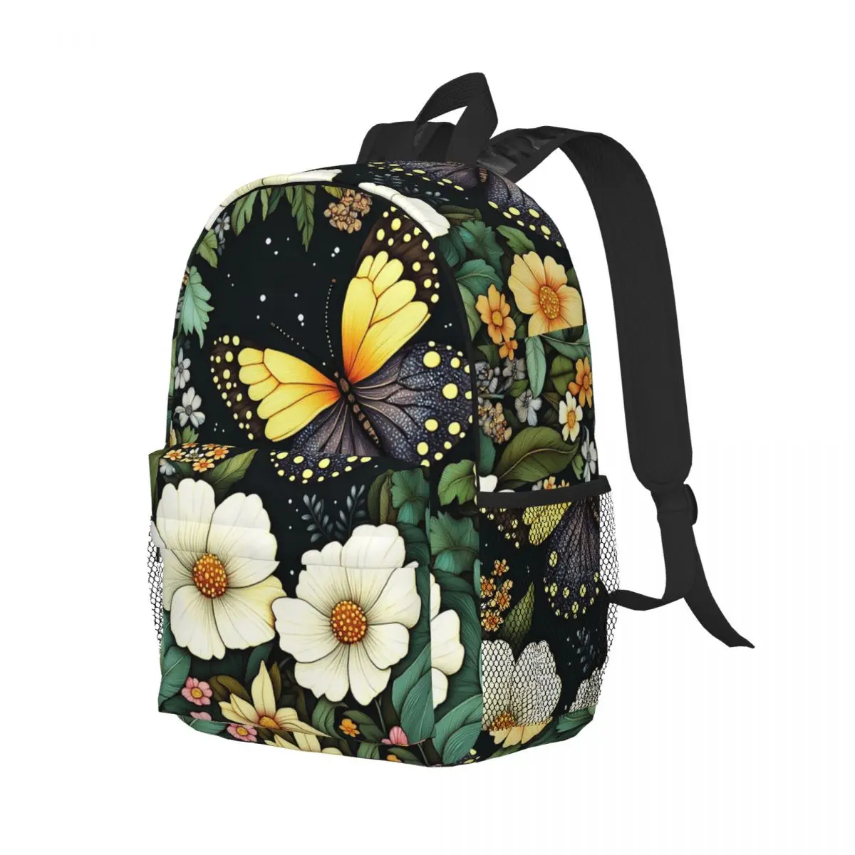 

Fluorescent Butterfly And Flowers Backpack Student Boys Girls BookBag Kids School Bag Computer Shoulder Bags for Men Women