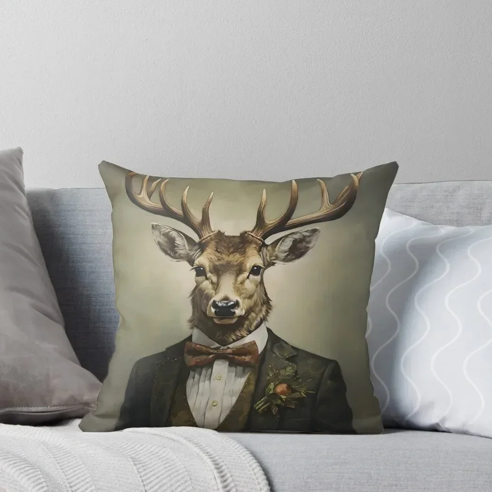 Dapper Deer Portrait Art Throw Pillow Cushion Cover Luxury Pillow Case Pillowcase Cushion pillow