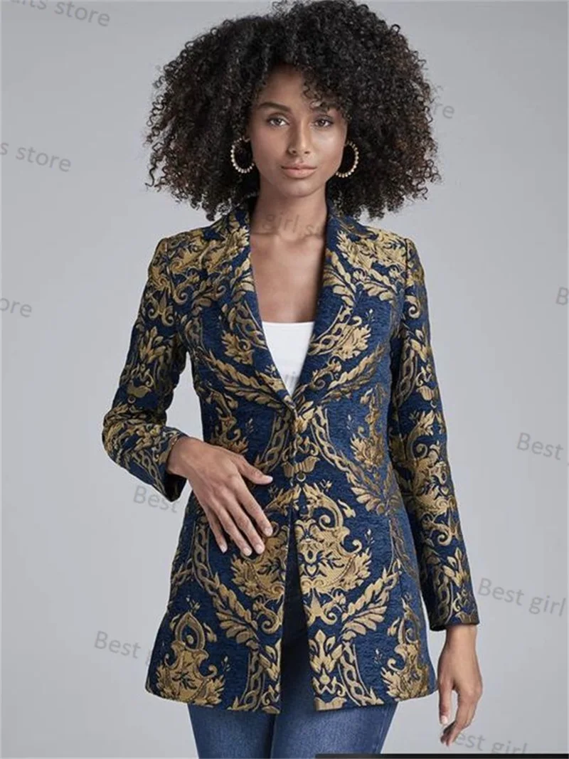 1 Stuk Bruiloft Vrouwen Pak Blazer Luxe Prom Smoking Formele Jas Op Maat Gemaakte Blauwe Optocht Outfit