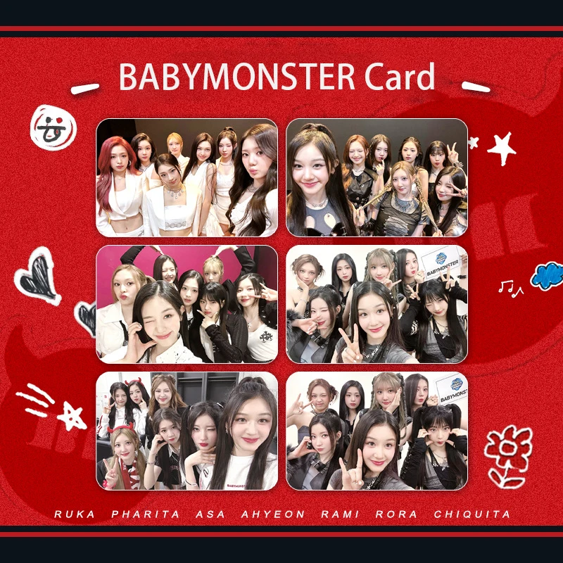 

6 шт./набор Kpop Babymonster корейский стиль Одиночная Фотокарта двусторонняя печать ломо-карта ANHEON ASA CHIQUITA RAMI Поклонники подарок