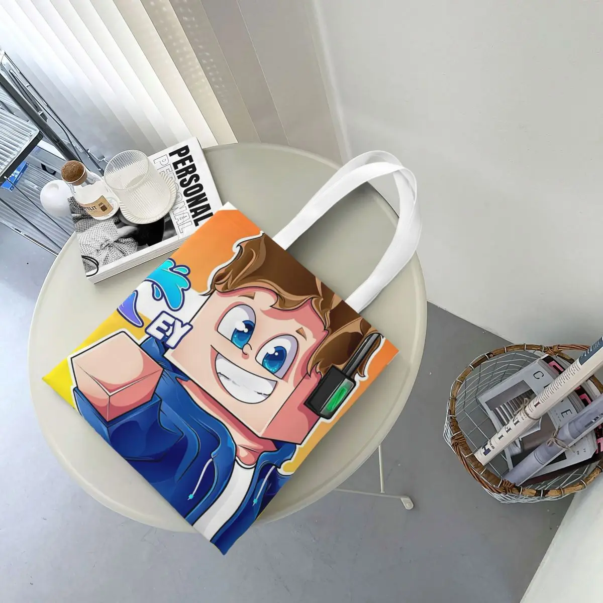Cartoon Popular Funny EYstreem Shopping Bags Canvas The Tote Bag Folding for Women Shoulder Tote Travel Handbag