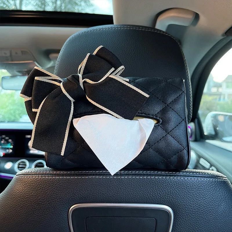 Creative Flower Leather Car Tissue Paper Towel Bag Auto Back Seat Headrest Hanging Tissue Box Boxes Buckle Women Car Accessories