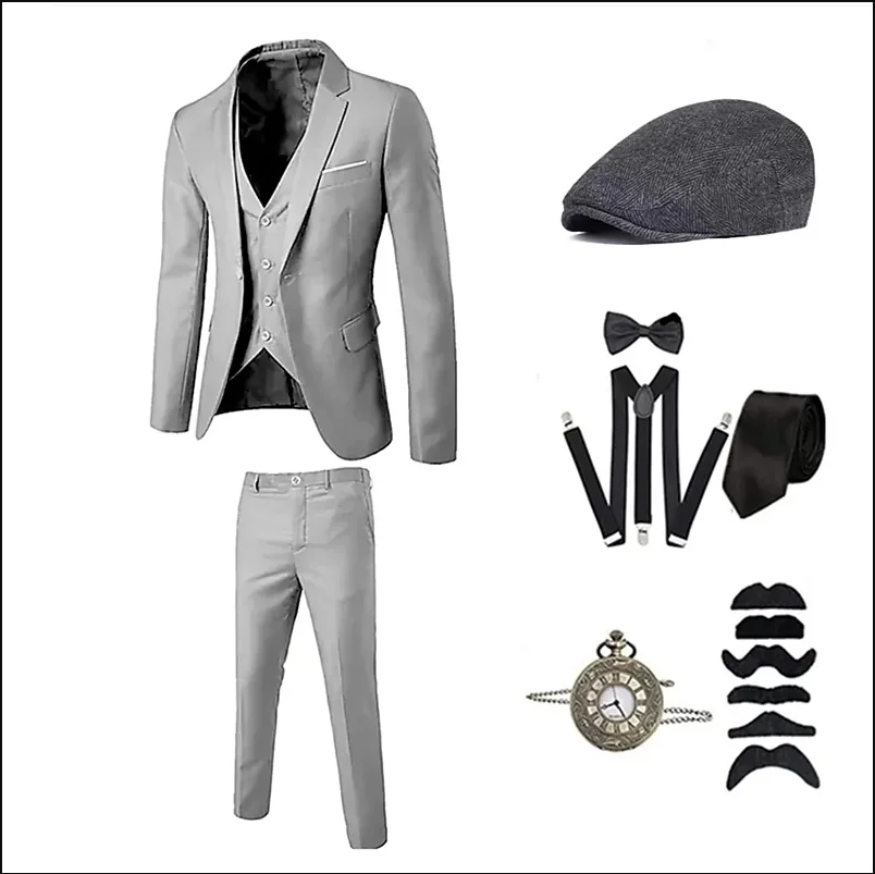 Disfraz de The Great Gatsby Vintage para hombre, disfraz de fiesta de Cosplay, Formal y de noche, 1920s