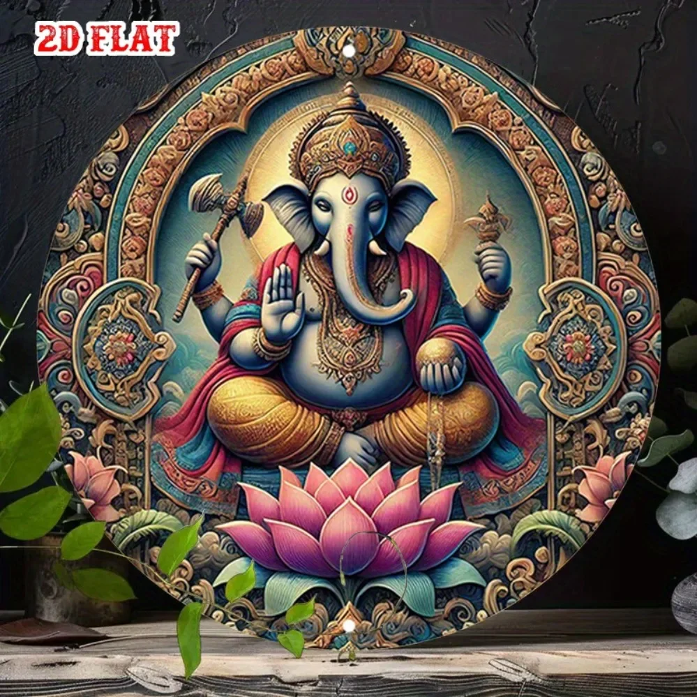 Elefantengott Hindu Wanddekoration aus Metall – religiöse Retro-Dekoration, geeignet für Zuhause, Tempel, Café