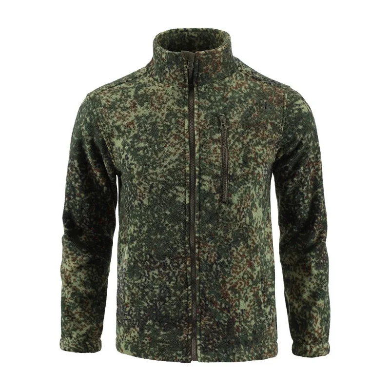 Camo Tactical Jackets Men Outdoor Double-sided Polar Fleece Warm Windbreaker Coats Male Stand Collar Zipper Combat Cargo Jacket