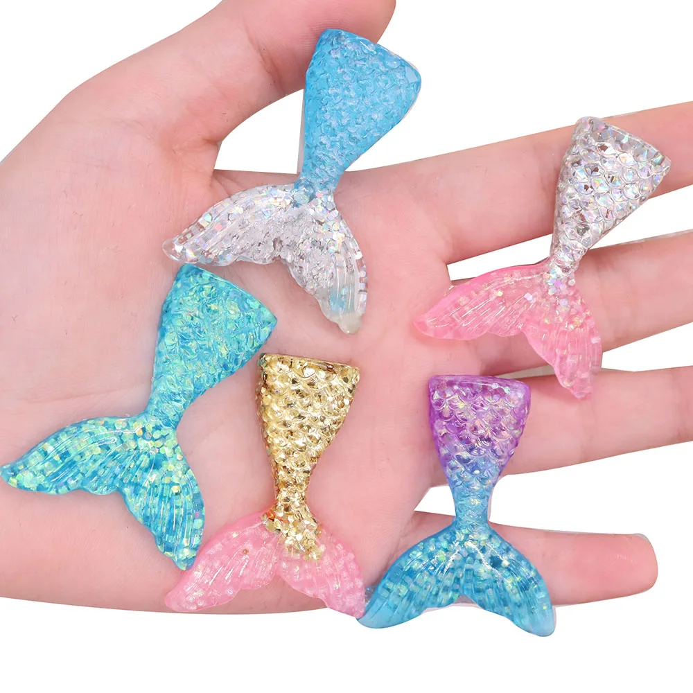 New 1pcs Resin Shoe Charms Sequin Colorful Mermaid Tail Buckle Clog Fit Wristbands Garden Shoes Button Decorations Xmas Gift