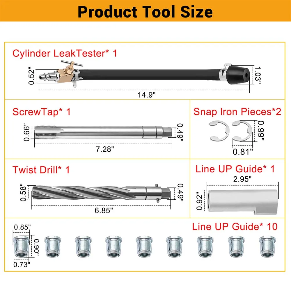 38900 Two Valve Cylinder Repair Kit Spark Plug Thread Removal Tool for Ford F150 F250 F350 4.6L 5.4L Triton Two Valve Engines