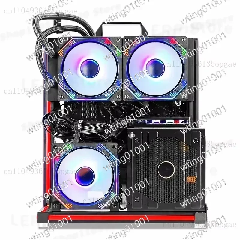 for Wooden Case Open Frame Aluminum Alloy Main Board Handle Water Cooled Desktop Computer Chassis